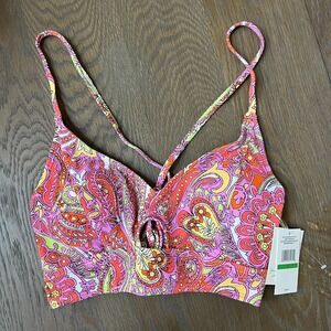 Jessica Simpson Madarin Multi Paisley Print Keyhole Bralette Bikini Top L